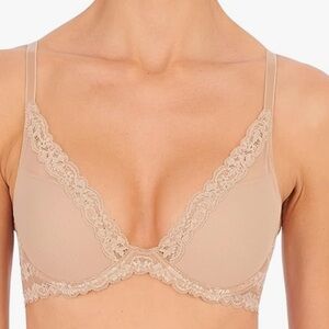 NATORI bra Feathers luxe Contour underwire light mocha NEW 38C nude soft